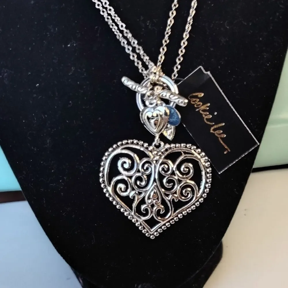 Cookie Lee Silver Heart Pendant Necklace - Picture 3 of 5
